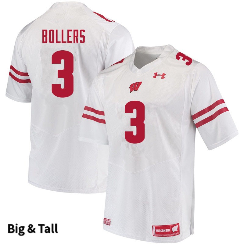 Wisconsin Badgers Men's #3 T.J. Bollers NCAA Under Armour Authentic White Big & Tall College Stitched Football Jersey OH40Z51EI